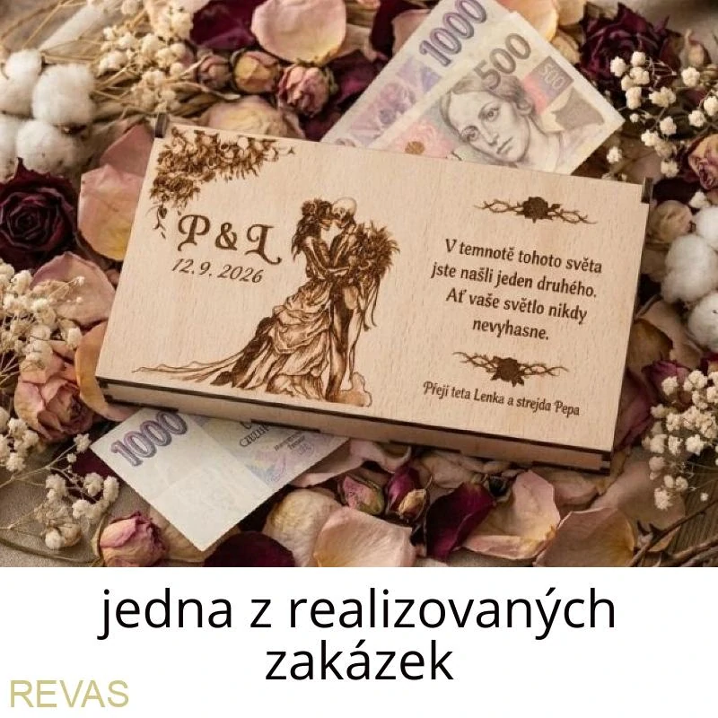 Individuální grafický návrh svatební dárkové krabičky na peníze