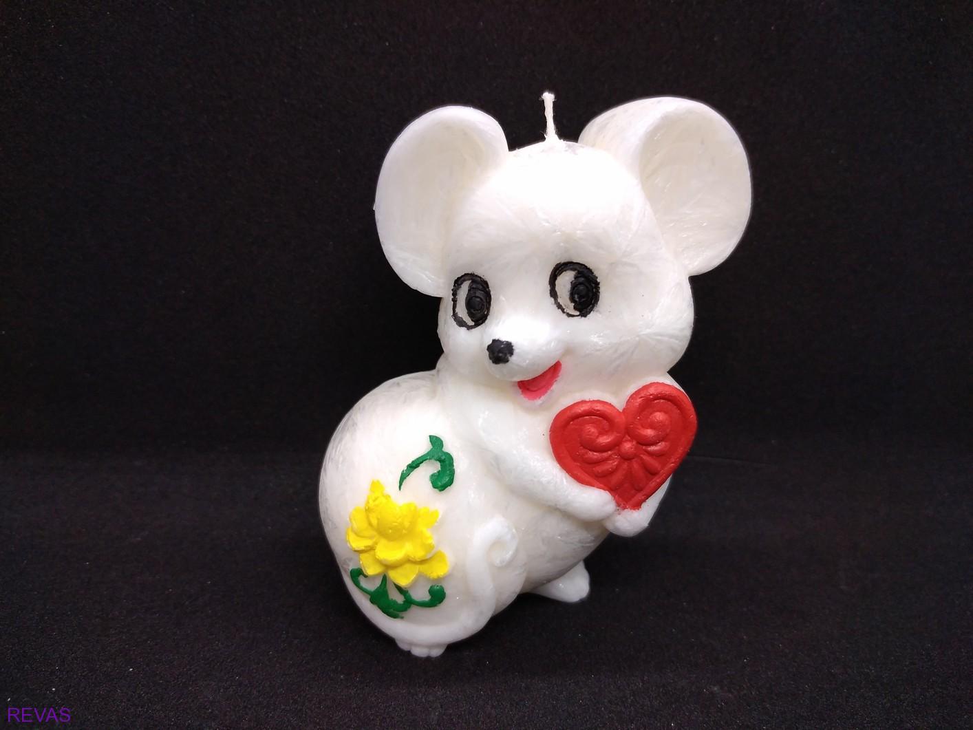 Svíčka myška z palmového vosku, rozměr 8 x 6 x 3,5  cm