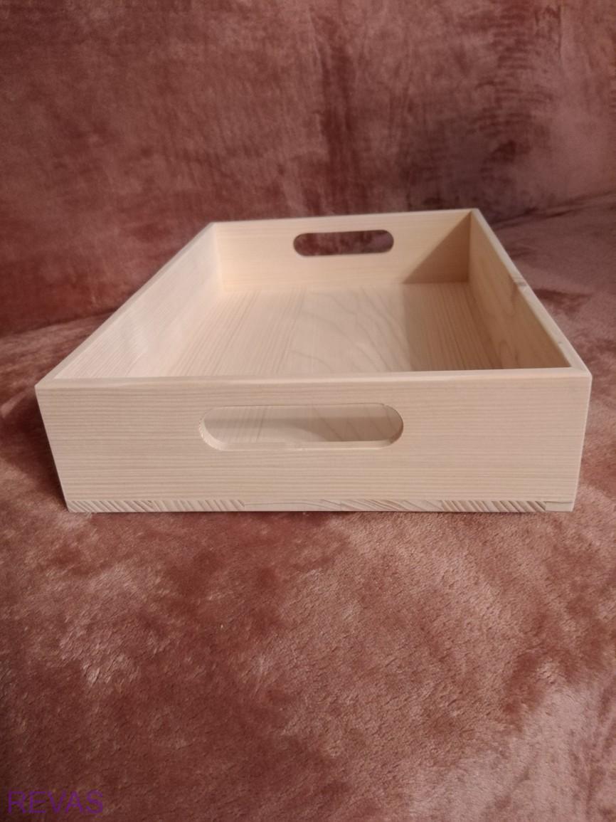 Dřevěná nízká bedýnka - d x š x v - 32 x 22 x 6 cm