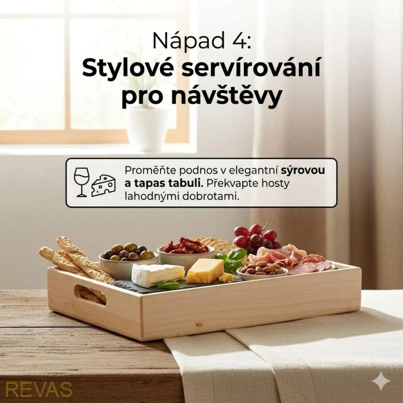 Dřevěný tác – podnos 34 × 25 × 5 cm ze smrkového dřeva
