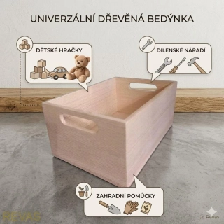 Dřevěná bedýnka 23 × 18 × 10 cm ze smrkového dřeva