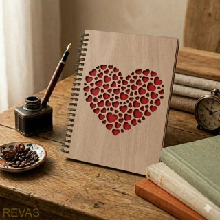 Zápisník s dřevěnými deskami A5 a gravírováním – originální dárek