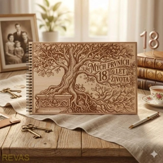Dřevěné fotoalbum Mých prvních 18 let života – vzpomínkové album