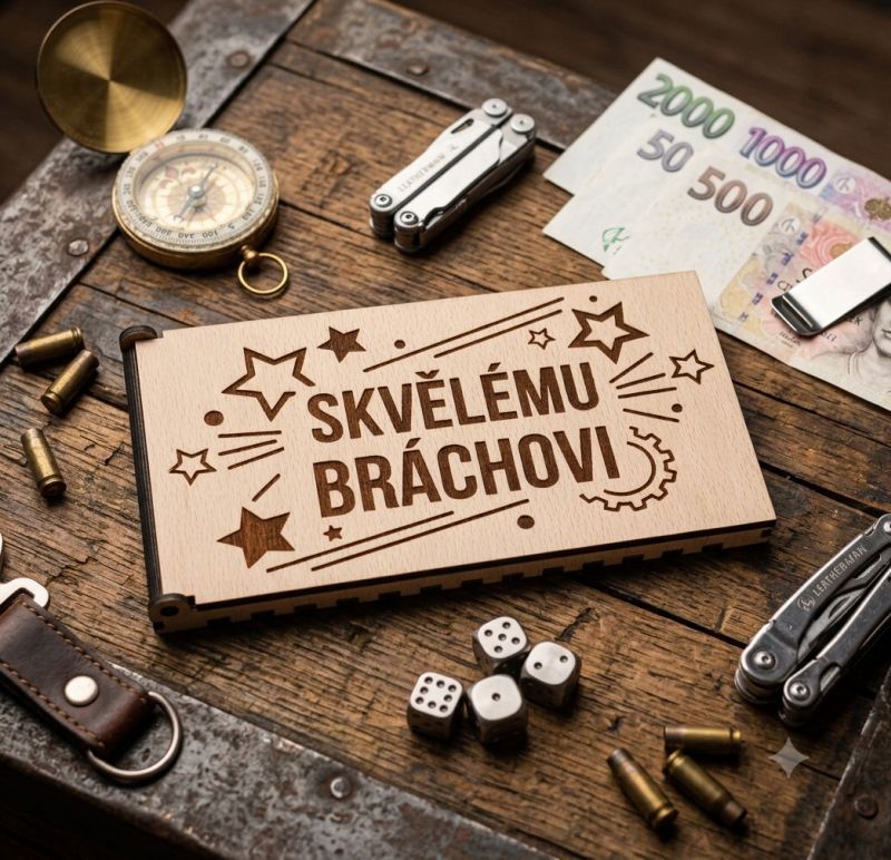 dřevěná krabička na peníze